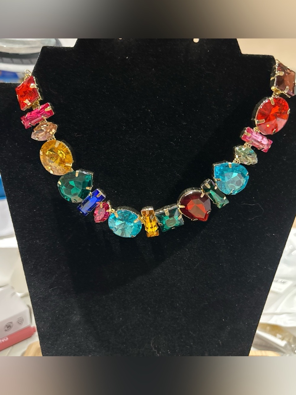 Multicolor stone statement necklace